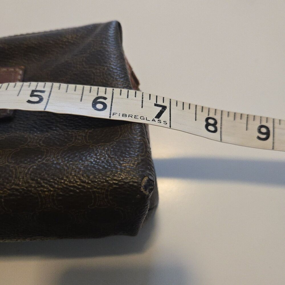 CELINE Old Vintage Pouch PVC Leather Cosmetic Bag Authentic Brown - Picture 11 of 16
